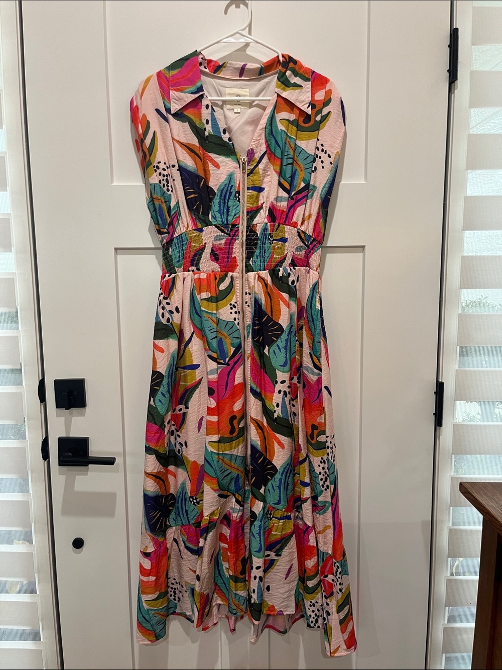 Umgee Pink Multi-Color Tropical Print Midi Dress